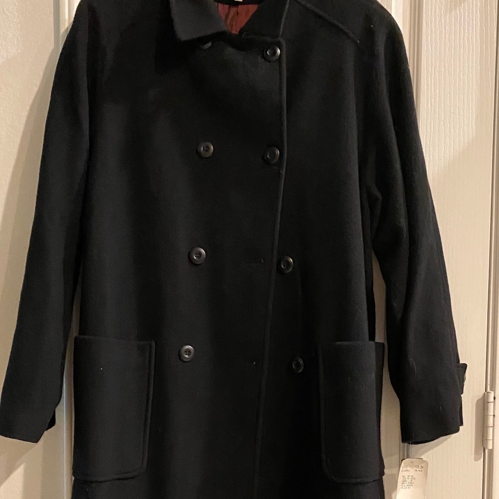 Long black wool Ann Klein coat